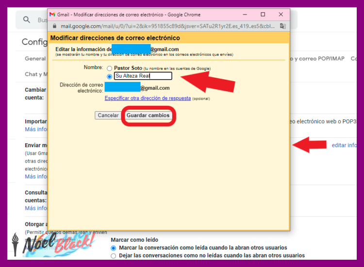 ¿Puedo cambiar el nombre que aparece cuando envío correos desde Gmail?